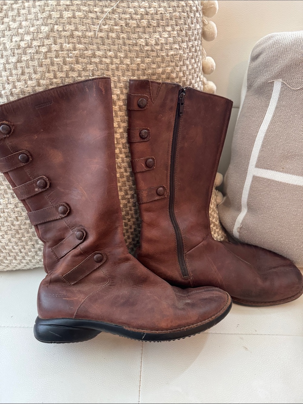 Merrell Brown Leather Mid-Calf Zip Boots